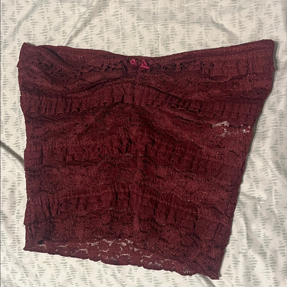 SHEIN Burgundy Lace Tube Top